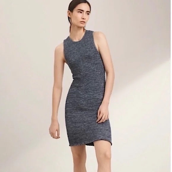 NWT ARITZIA Wilfred Free Women Smocked Shayk Dress XXS HEATHER cloudy - Picture 1 of 7